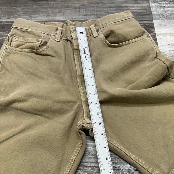 Vintage Y2K Levis 505 Tan Mens 32 Relaxed Fit Jorts Denim Shorts Red Tab USA - Picture 7 of 10